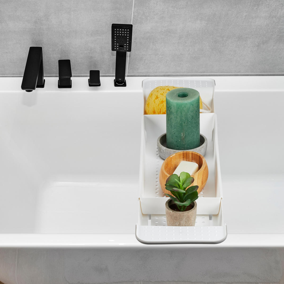 BADEWANNENABLAGE - Weiß, Kunststoff (78/6/17.5cm) - Relaxdays