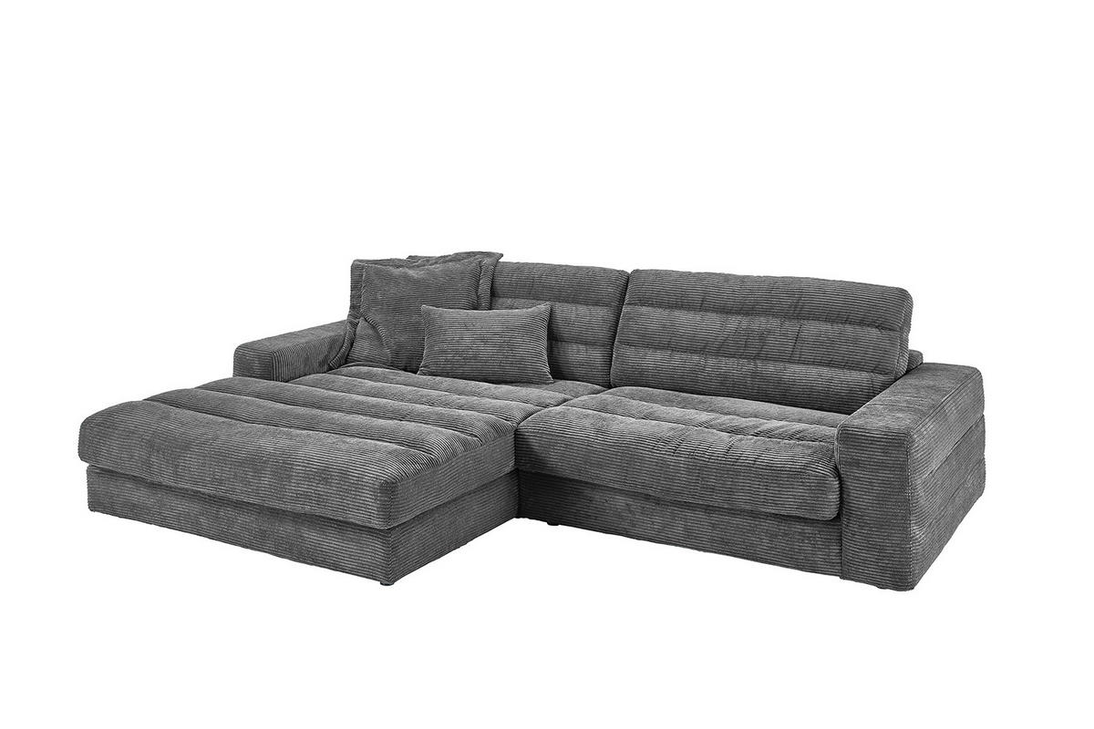 ECKSOFA LANA SOFA Grau Cord - Schwarz/Grau, Textil (296/205cm) - KAWOLA