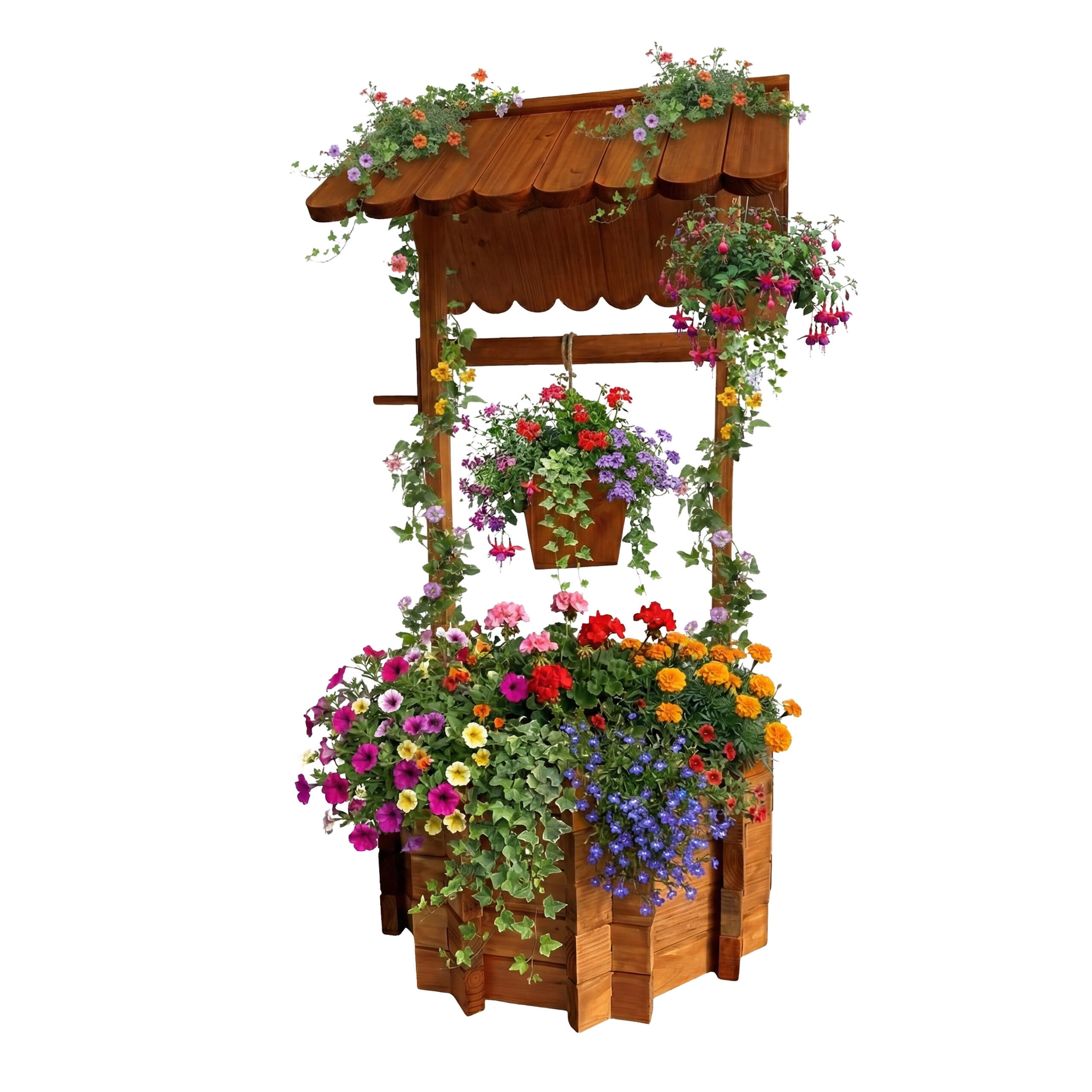 LESENI vodnjak - oranžna, tekstil/les (56/56/114cm) - Relaxdays