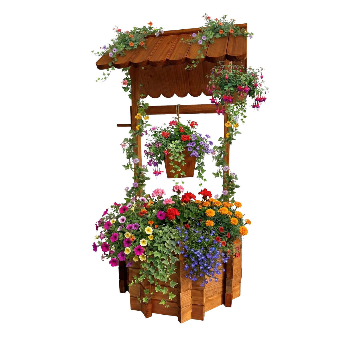 LESENI vodnjak - oranžna, tekstil/les (56/56/114cm) - Relaxdays