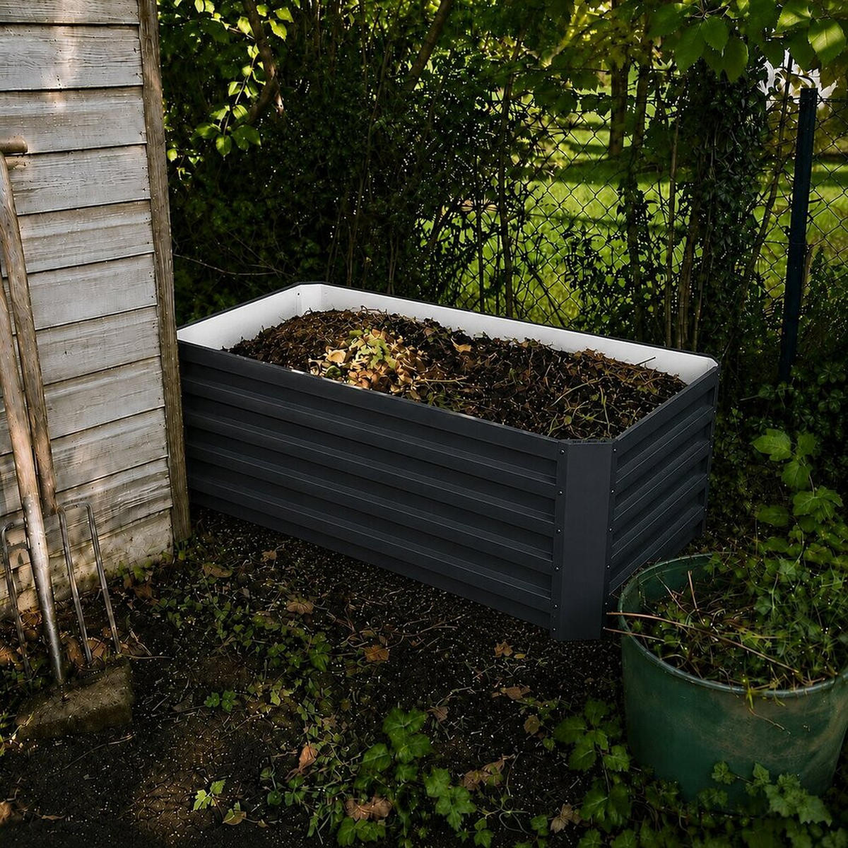 KOMPOSTER Garten, Anthrazit, 120 x 60 cm - Anthrazit, Metall (120/60/60cm) - Vicco