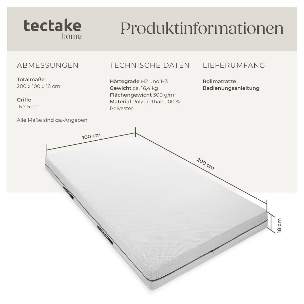 MATRATZE Sky, waschbarer Bezug aus atmungsaktivem 3D-Meshgewebe, weiß - Weiß, Textil - tectake
