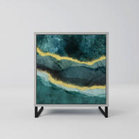 SIDEBOARD GOLDRUSH ODYSSEY, Grau, 57,5x42x67,5 cm, Schwarze Metall-Rahmenfüße - Multicolor/Schwarz, Holzwerkstoff/Metall (57.5/67.5/42cm) - SpaceRebels