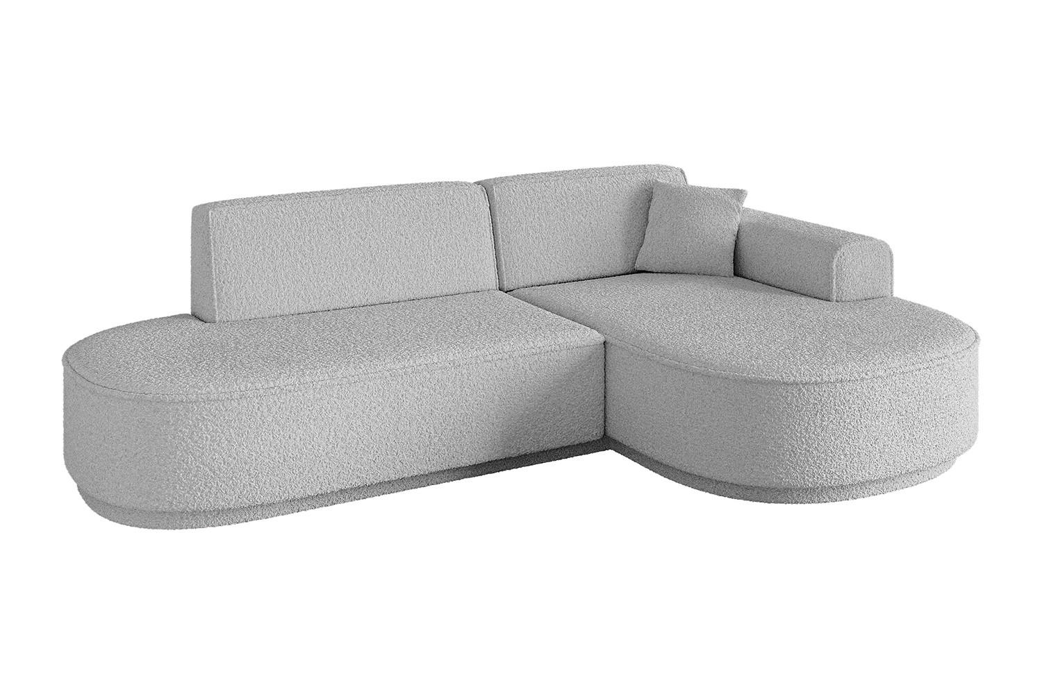 ECKSOFA Ottomane Rechts MARI-L1-v3 - 243x171x83 cm Hellgrau Bouclé - Hellgrau/Schwarz, Holzwerkstoff/Kunststoff (171/243cm) - ALTDECOR