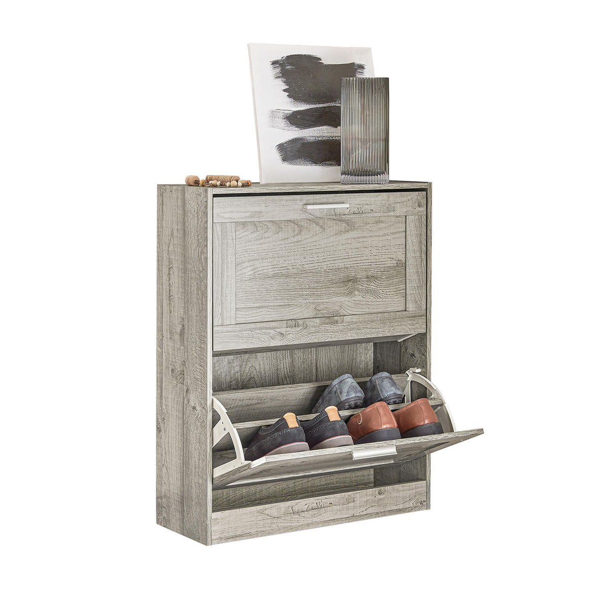 SCHUHSCHRANK Grau - Grau, Holzwerkstoff (60/79/23cm) - SoBuy