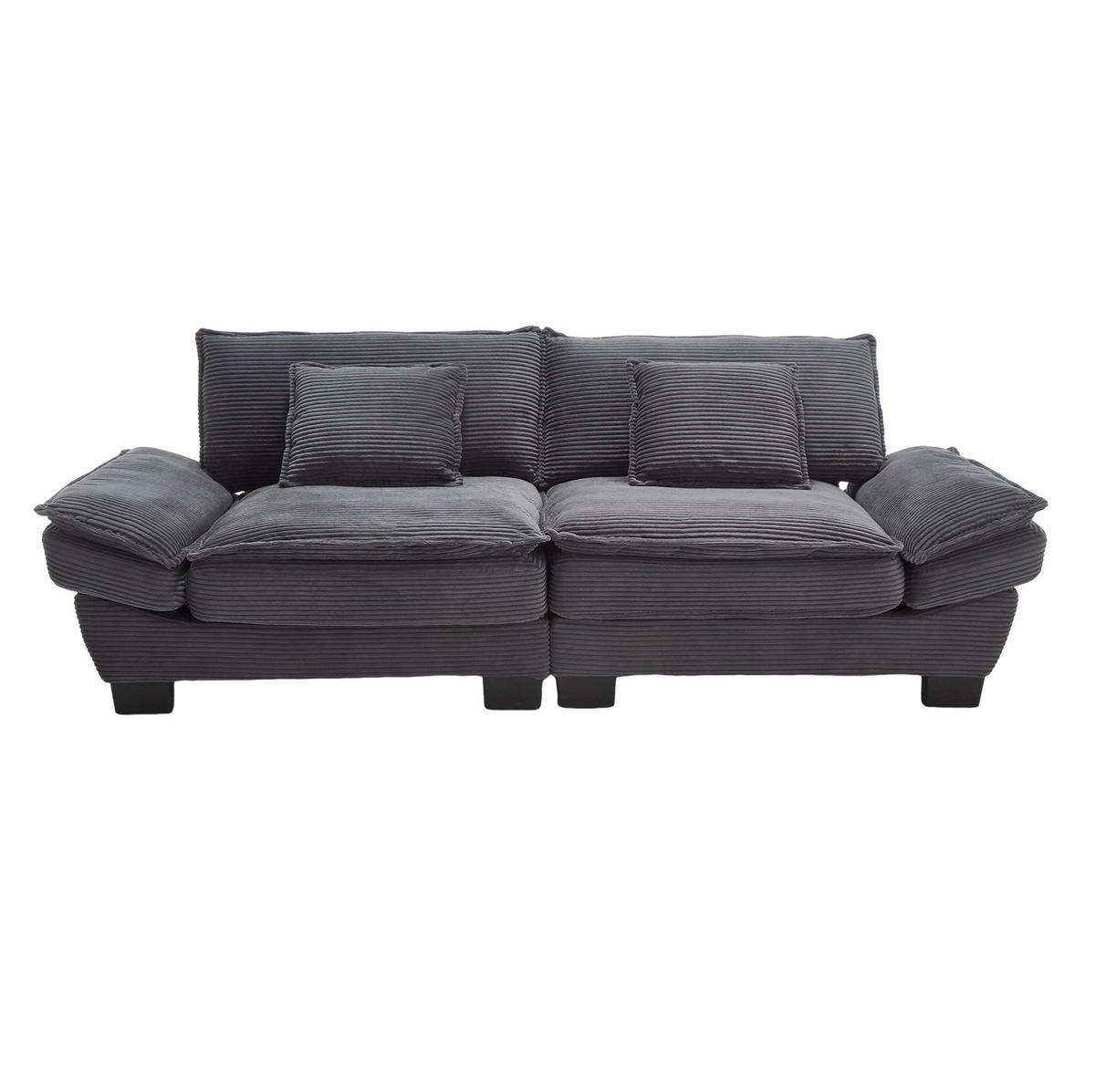 SOFA 2-Sitzer mit tiefem Sitz 224 x 81 x 81 cm Velvet Dark Gray - Dunkelgrau, Kunststoff (224/81/81cm) - Meubliv