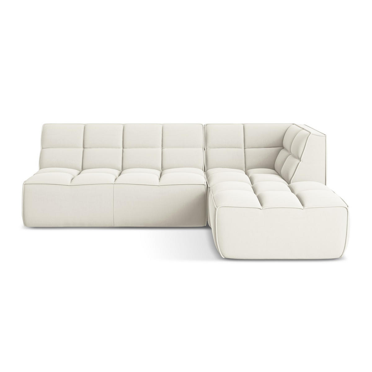 ECKSOFA Beidseitig Samt Stoff Beige - Beige/Creme, Kunststoff/Textil (258/178cm) - LaMiaSofa