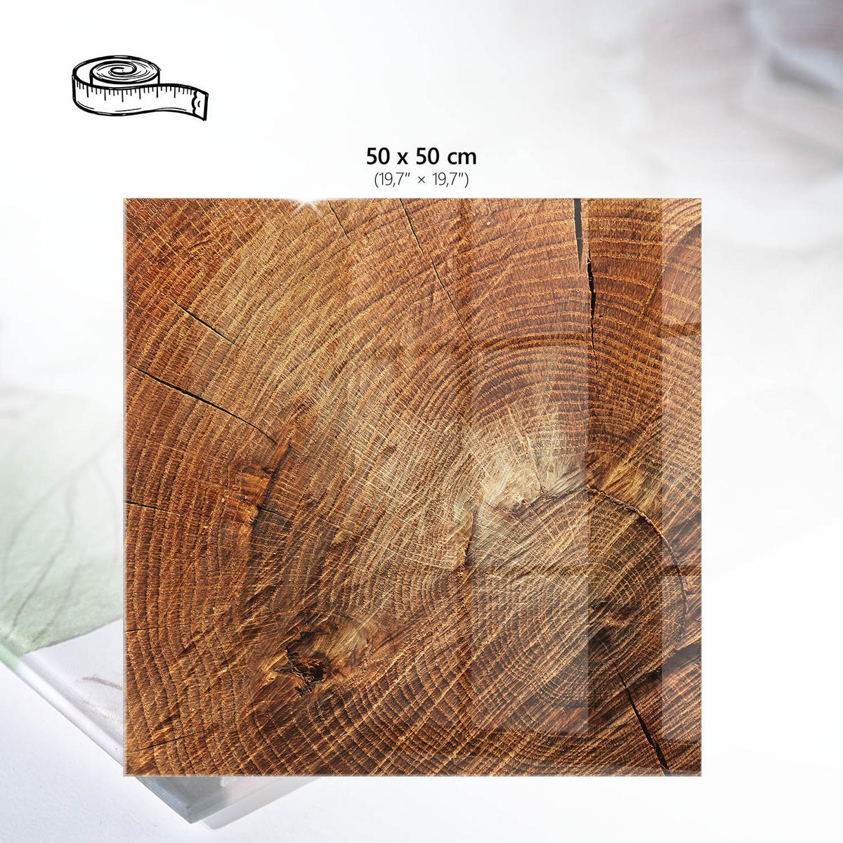 TISCHPLATTE 50x50 cm – Holzringe - Braun, Glas (50/50/0.4cm) - Wallfluent