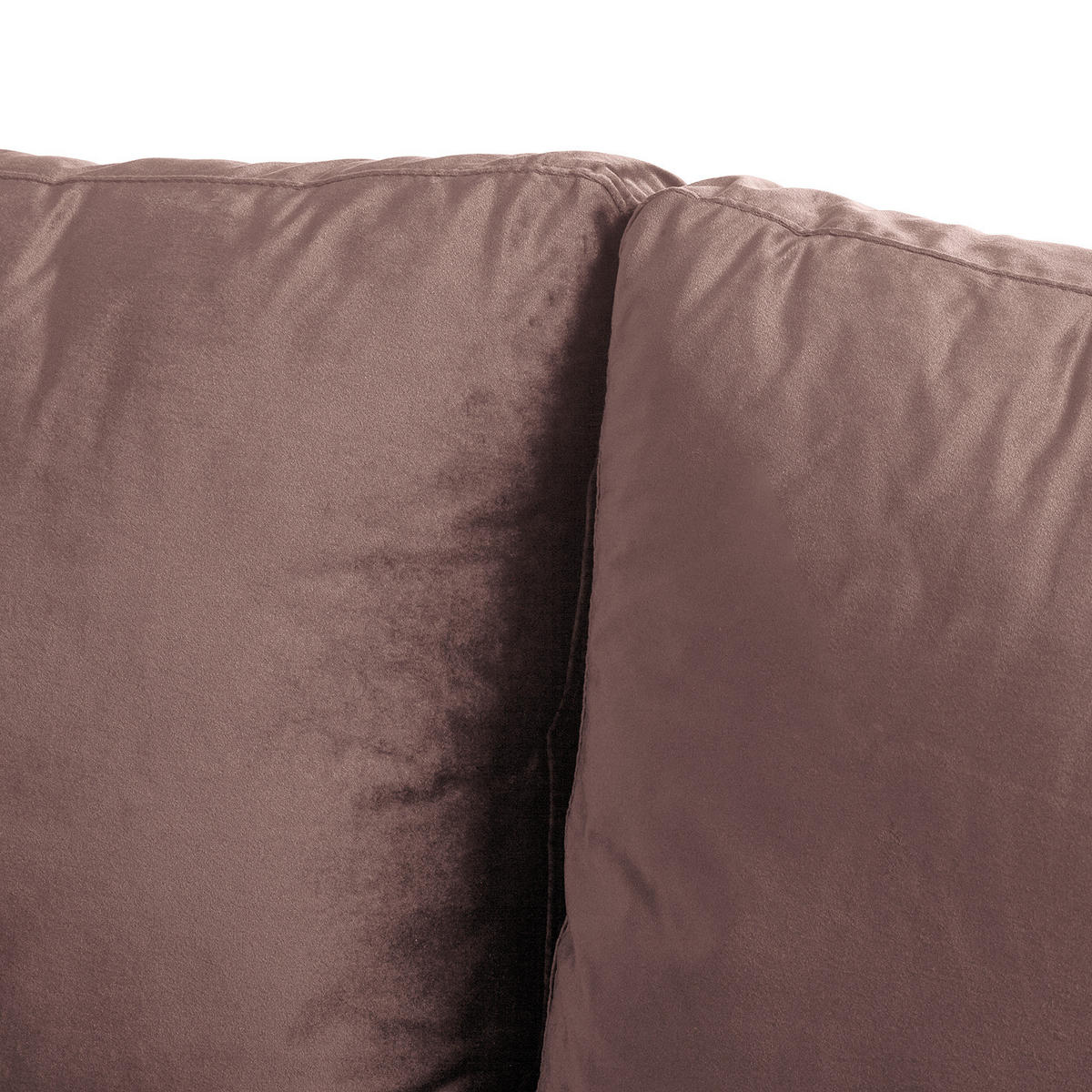 ECKSOFA - Samt - Dunkelbraun/Mauve, Birkenholz/Textil (201/155cm) - home24