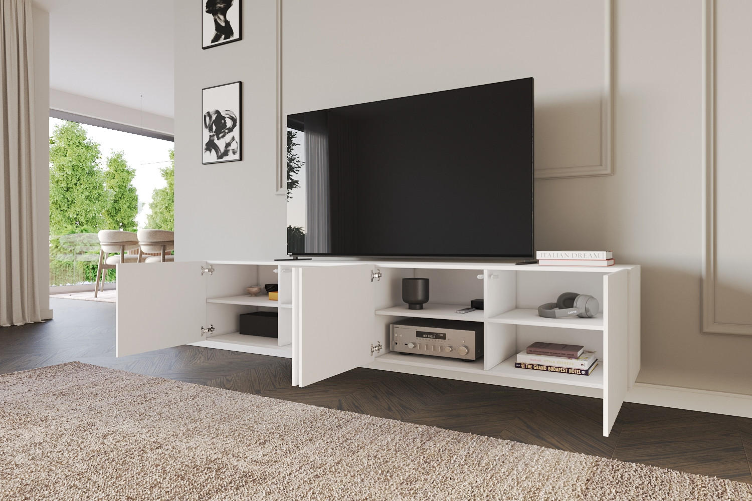 LOWBOARD KITO-W 2x100x40x41 cm - Weiß - Weiß, Holzwerkstoff (200/40/41cm) - ALTDECOR