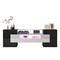 TV-LOWBOARD 145/30/51 cm mit LED-Beleuchtung und 2 Schubladen in Weiß-Beton - Weiß, Holzwerkstoff (145/51/30cm) - BEAOK
