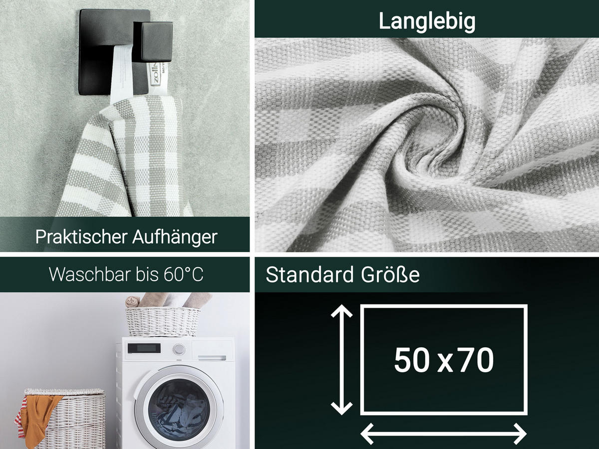 GESCHIRRTÜCHER, 5er-Set, 50x70 cm, 100% Baumwolle, Grau - Grau, Textil (50/70cm) - Zollner