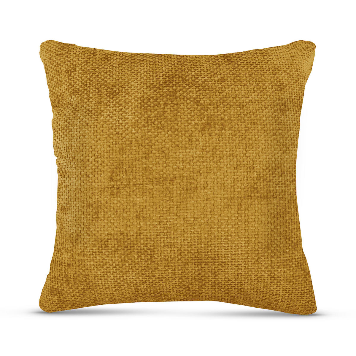 KISSENHÜLLE Chenille Cross 60 cm x 60 cm in Senf - Weiß, Textil (60/60cm) - Bestlivings