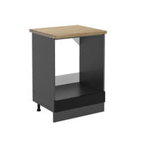 HERDUMBAUSCHRANK R-Line Schwarz Hochglanz 60 cm , AP Eiche - Schwarz Hochglanz/Anthrazit, Holzwerkstoff (60/81.6/60cm) - Vicco