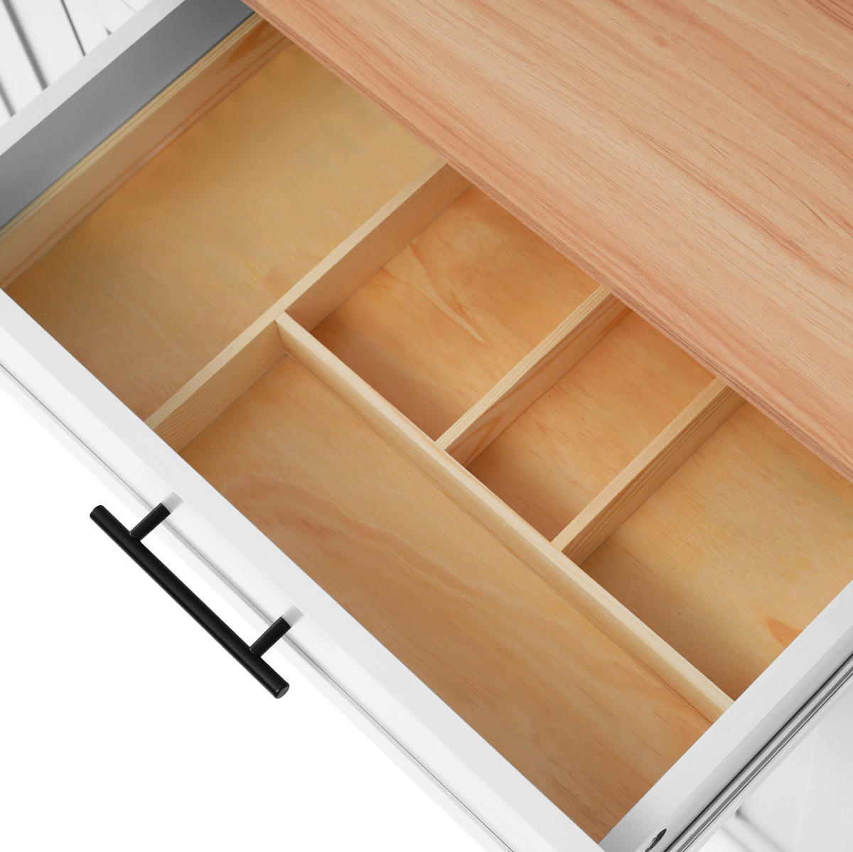 KÜCHENINSEL 129/91,5/71 cm Weiß/Natur aus MDF mit Klappplatte - Weiß, Holzwerkstoff (46/91.5/129cm) - OKMYHOME