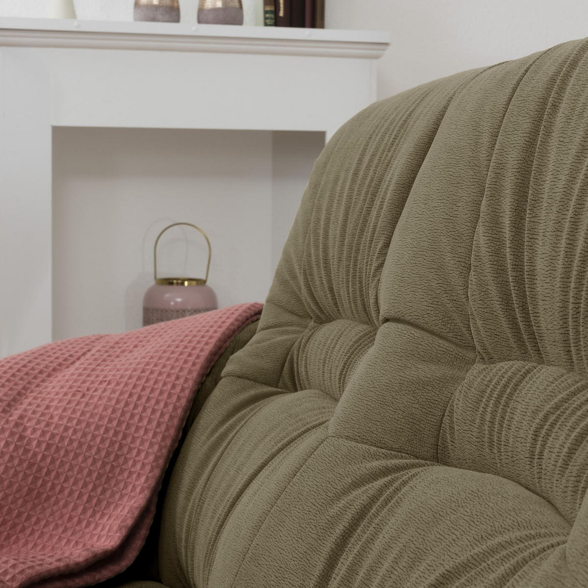 SOFA 3-Sitzer Katlin Bezug Flockstoff Eiche rustikal P43 / grün - Grün, Kunststoff (205/95/95cm) - 58aufmkessel