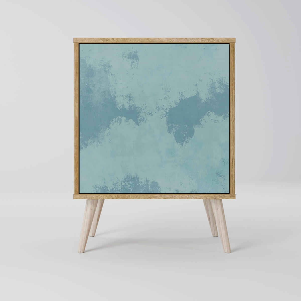 SIDEBOARD SKY WASH, Grau, 57,5x42x70,5 cm, Schwarze Metall-Sternfüße - Multicolor/Schwarz, Holzwerkstoff/Metall (57.5/70.5/42cm) - SpaceRebels