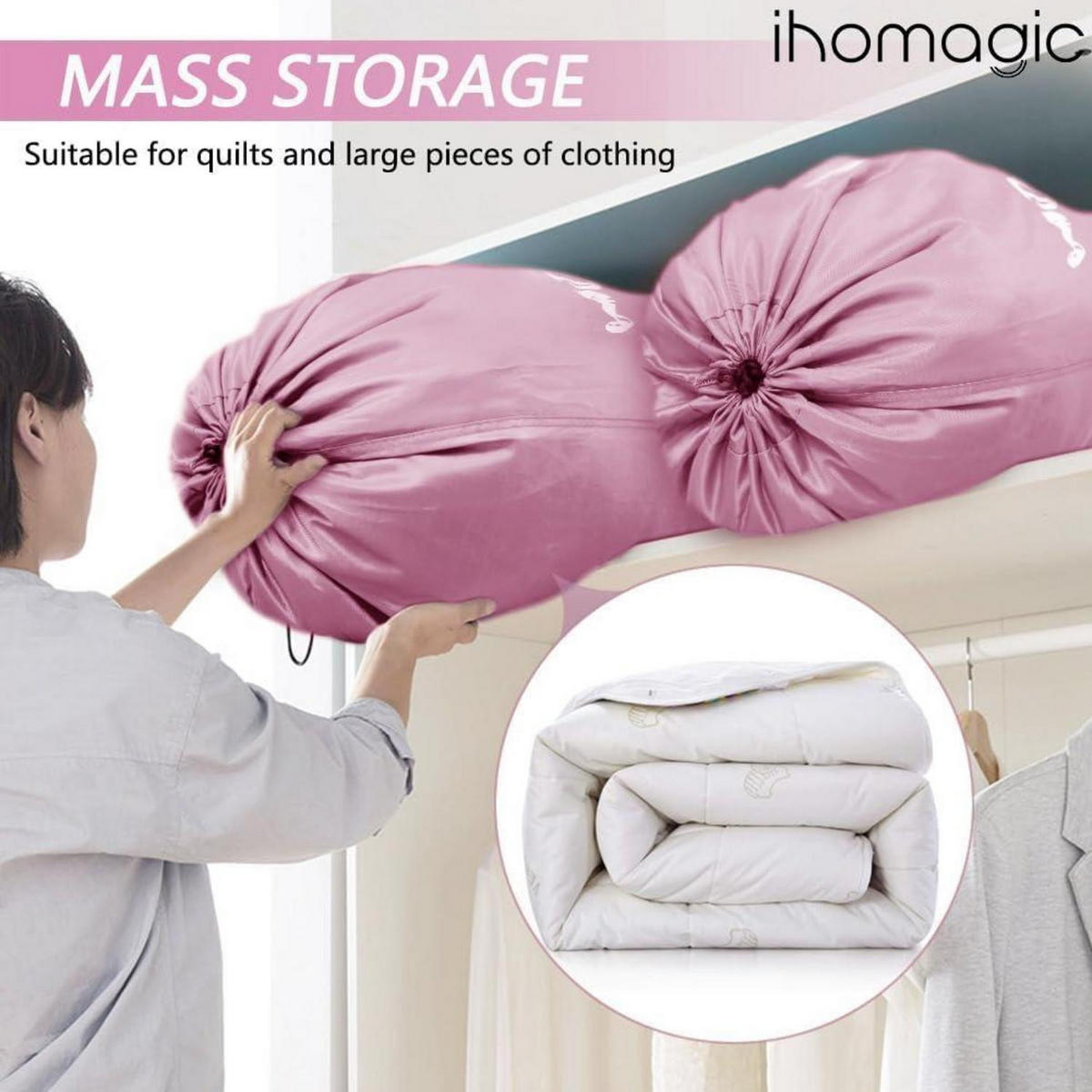WÄSCHESACK 2-teiliges Set 66 x 96 cm Rosa - Rosa, Kunststoff (61/36.2/91.9cm)