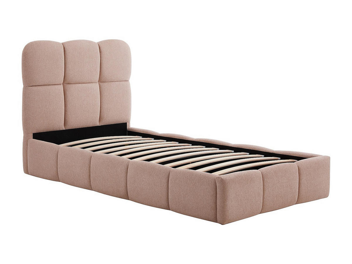 BETT mit Bettkasten - 1 Person - Stoff - Rosa - Pink, Textil (90/190cm) - Vente-Unique
