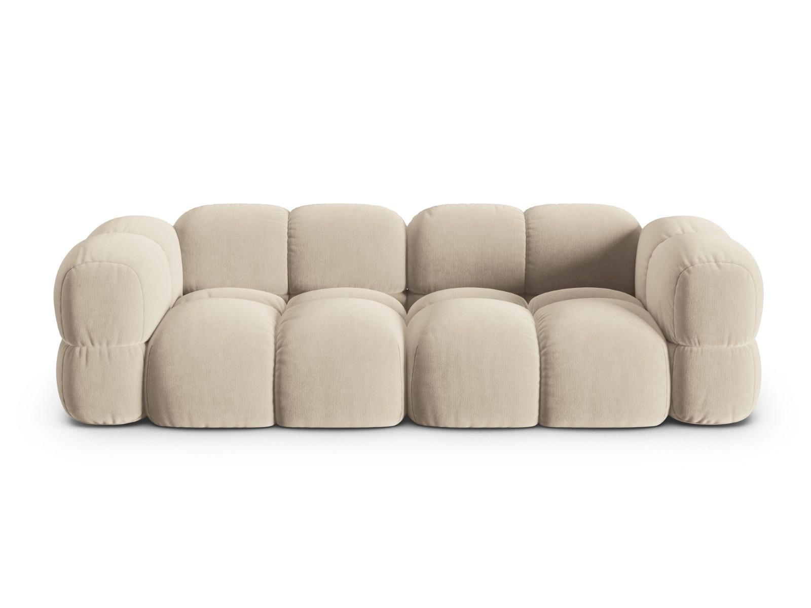 SOFA Loretto aus Samt leichtes beige 4 Sitzplätze - Creme, Textil (100/68/250cm) - Cosmopolitan Design