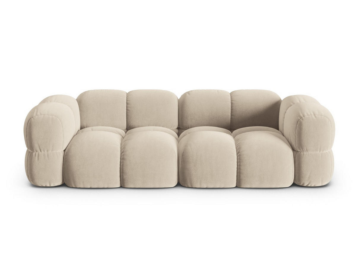 SOFA Loretto aus Samt leichtes beige 4 Sitzplätze - Creme, Textil (100/68/250cm) - Cosmopolitan Design