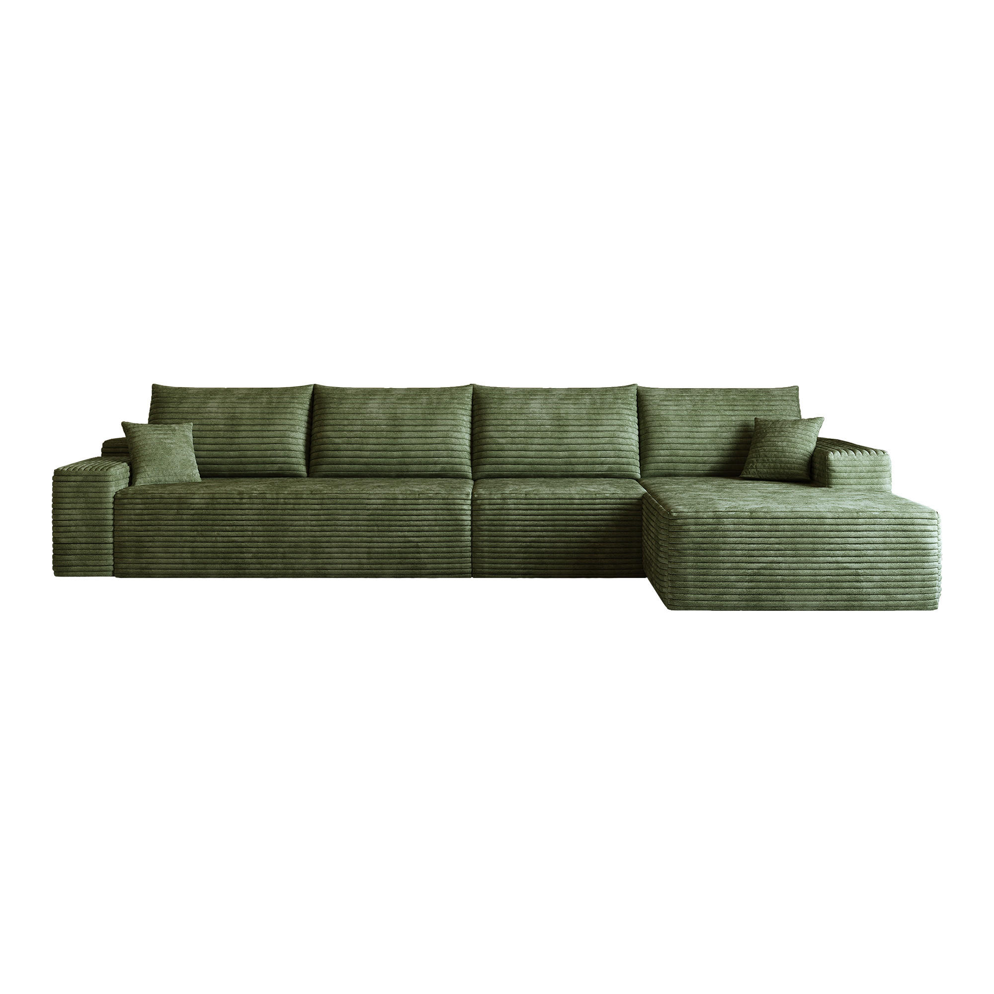 L-FÖRMIGES ECKSOFA Grün 270/175/83 cm 4-Sitzer Modular Cordstoff - Grün, Textil (270/175cm) - PANGIVO