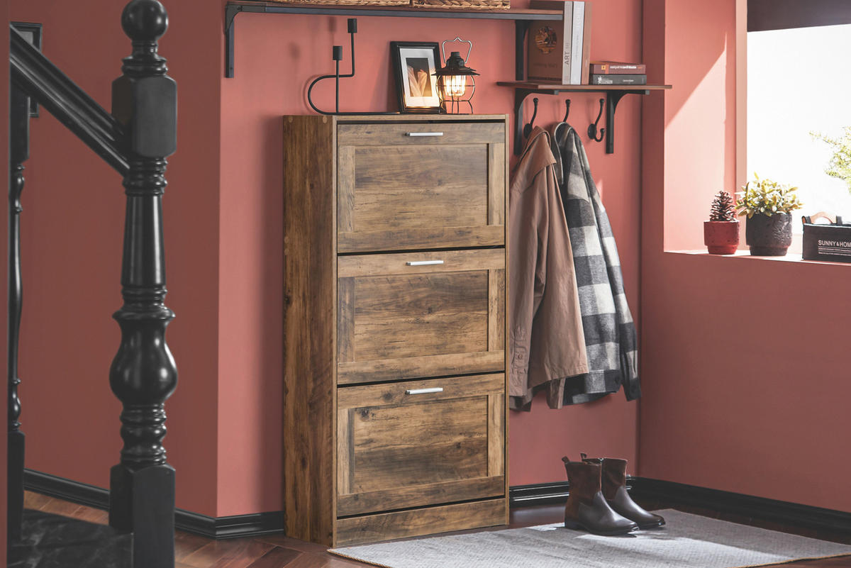 SCHUHSCHRANK Braun - Braun, Holzwerkstoff (60/115/23cm) - SoBuy