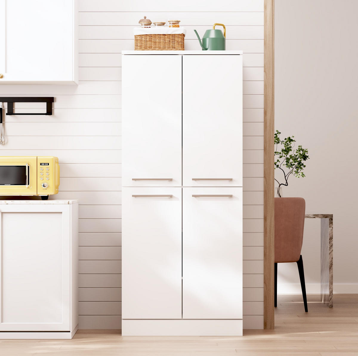 BUFFET 42/76/180 cm Weiß aus MDF mit verstellbaren Böden - Weiß, Holzwerkstoff (42/180/76cm) - OKWISH