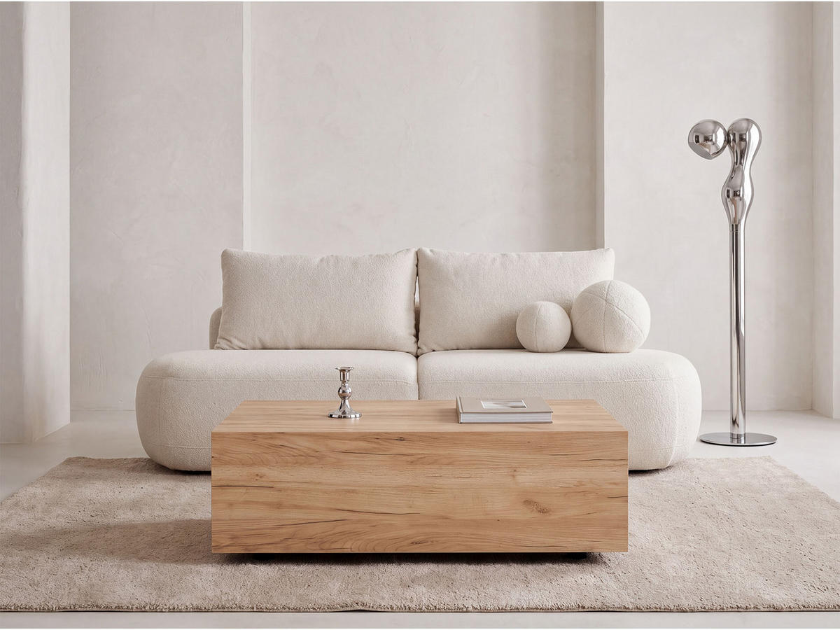 COUCHTISCH Noma Rechteckig in Eiche Braun, Blockform mit versteckten Rollen 90/55/28 cm - Eiche Wotan/Schwarz, Holzwerkstoff (55/90/28cm) - WFL GROUP