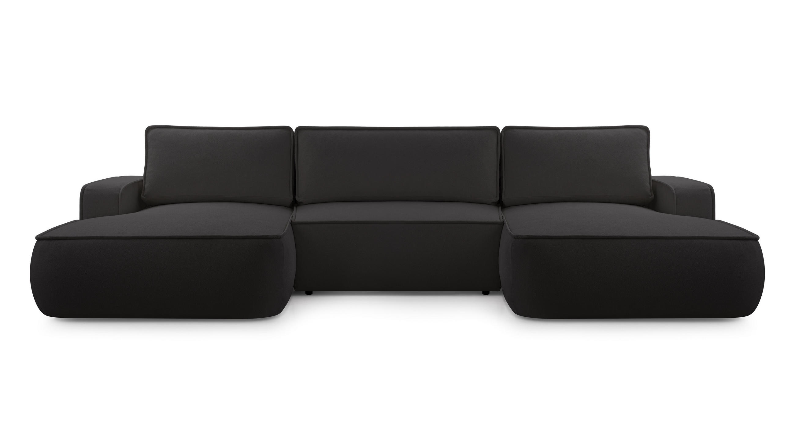 WOHNLANDSCHAFT Ablia Schwarz 364/168/87 cm mit Schlaffunktion - Schwarz, Kunststoff/Textil (364/87/168cm) - AX Living