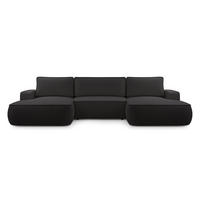 WOHNLANDSCHAFT Ablia Schwarz 364/168/87 cm mit Schlaffunktion - Schwarz, Kunststoff/Textil (364/87/168cm) - AX Living