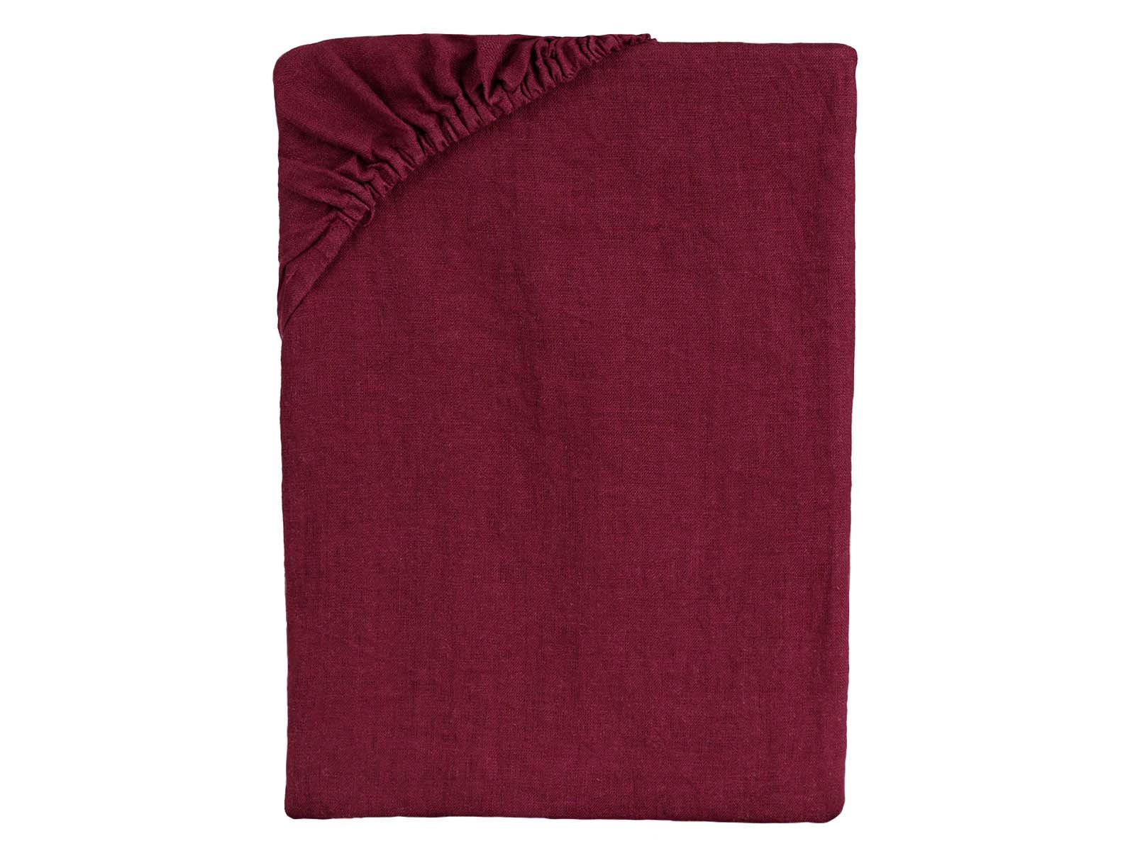SPANNBETTTUCH reines Leinen merlot-rot 90/200 cm - Dunkelrot, Naturmaterialien (90/200cm) - beties Heimtextil