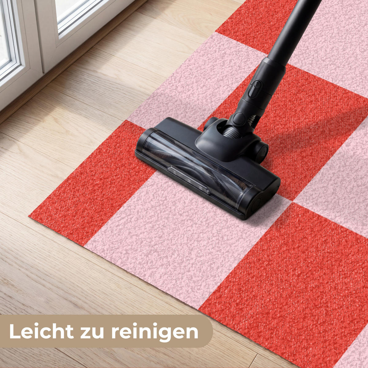 FUSSMATTE Schachbrettmuster - Rot - Rosa - Würfel Türmatte 150x90 cm - Rot, Kunststoff (150/90cm) - MuchoWow