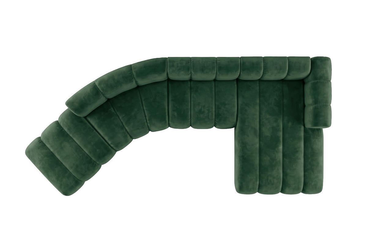 ECKSOFA Modulares In L-Form, Velvet-Stoff Riviera, Grün, Rechts, GRAND Round - Grün, Holz (445/179cm) - Kaiser Möbel