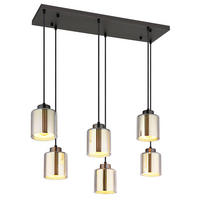 HÄNGELEUCHTE Glas Schwarz Chrom 6-flammig - Schwarz, Glas (83/30/120cm) - Globo Lighting