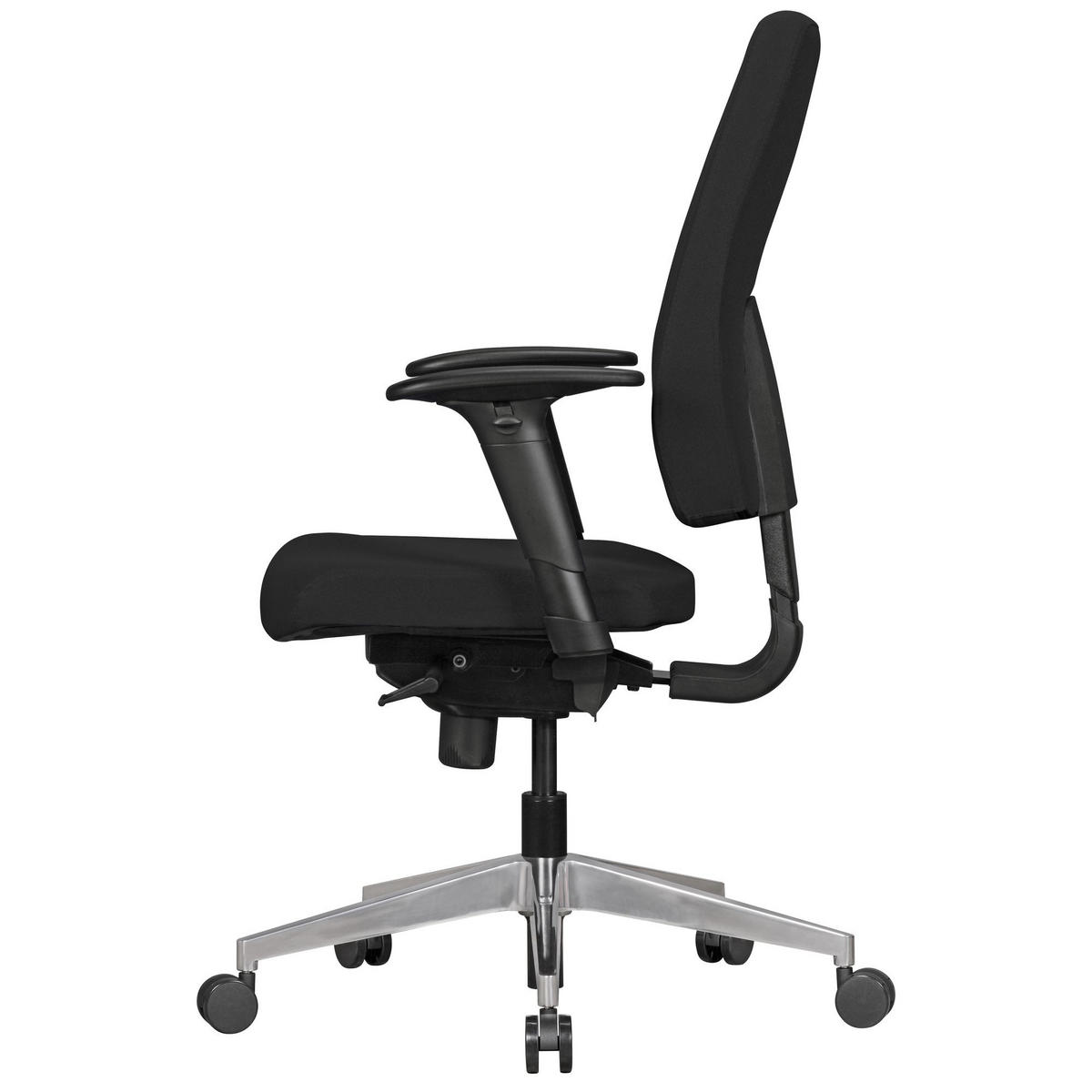 BÜROSTUHL Schwarz Stoff drehbar mit Synchronmechanik und Armlehnen bis 120 kg DARIUS - Silberfarben/Schwarz, Textil/Metall (70/135/63cm) - KADIMA DESIGN