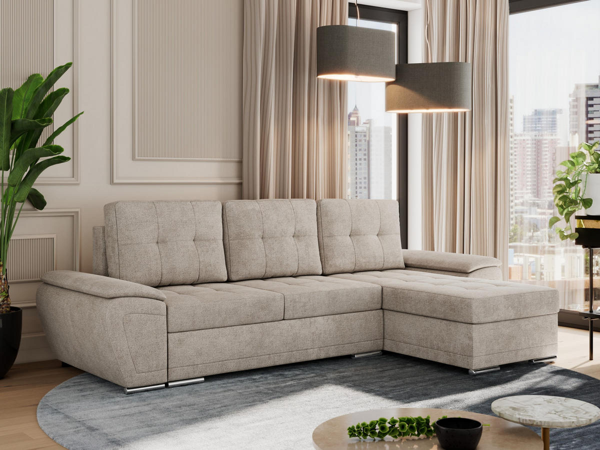 ECKSOFA UMBRIA L Beige Stukture - Beige/Grau, Textil (271/157cm) - MKS