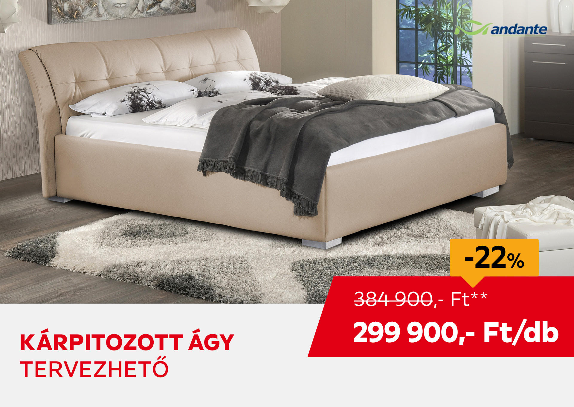 KÁRPITOZOTT ÁGY /DB Kiemelt termék 384900 Ft.- helyett 299900 Ft.-