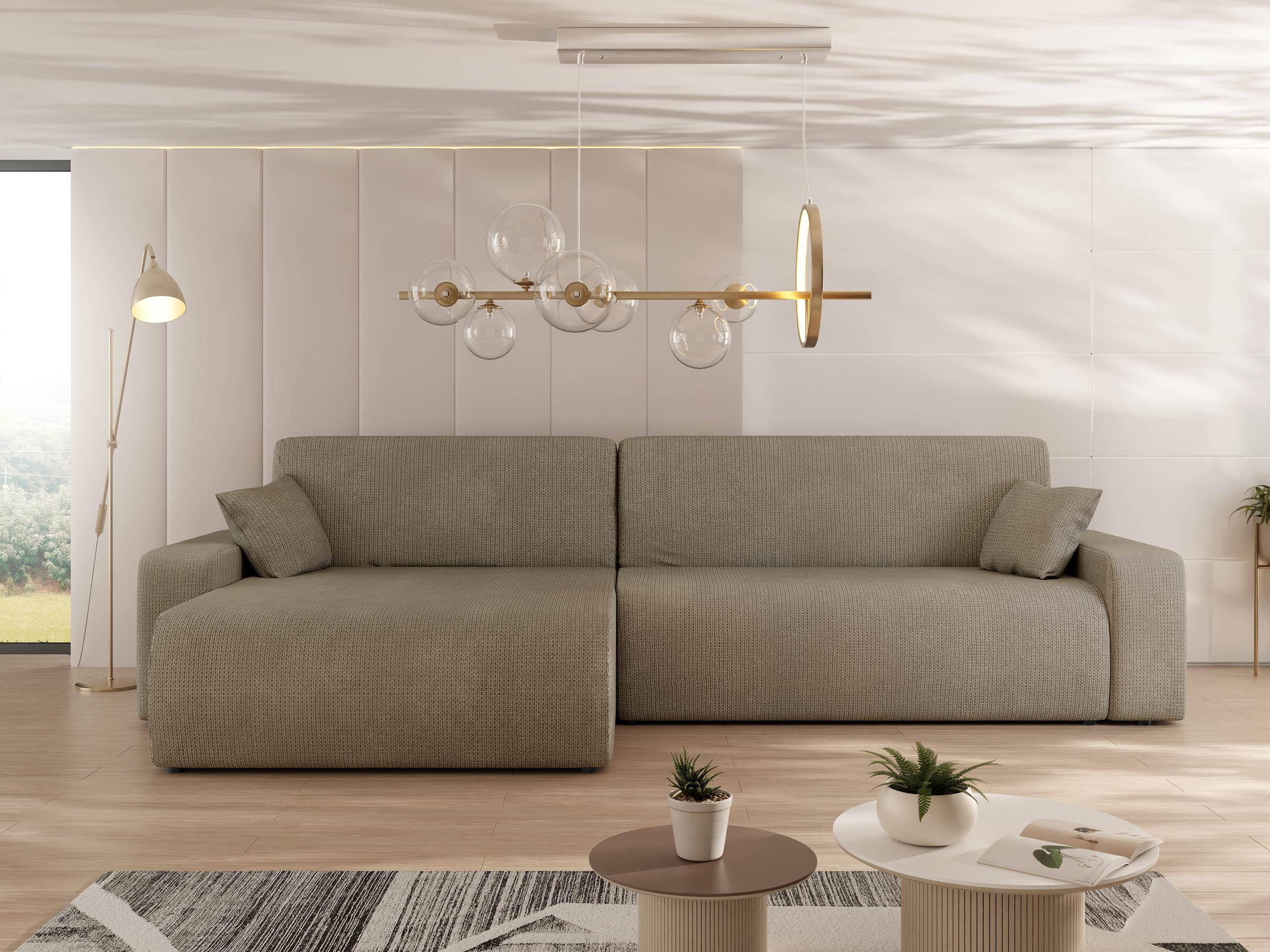 ECKSOFA Piano - Hellbraun/Schwarz, Holz/Kunststoff (274/145cm) - MIRJAN24