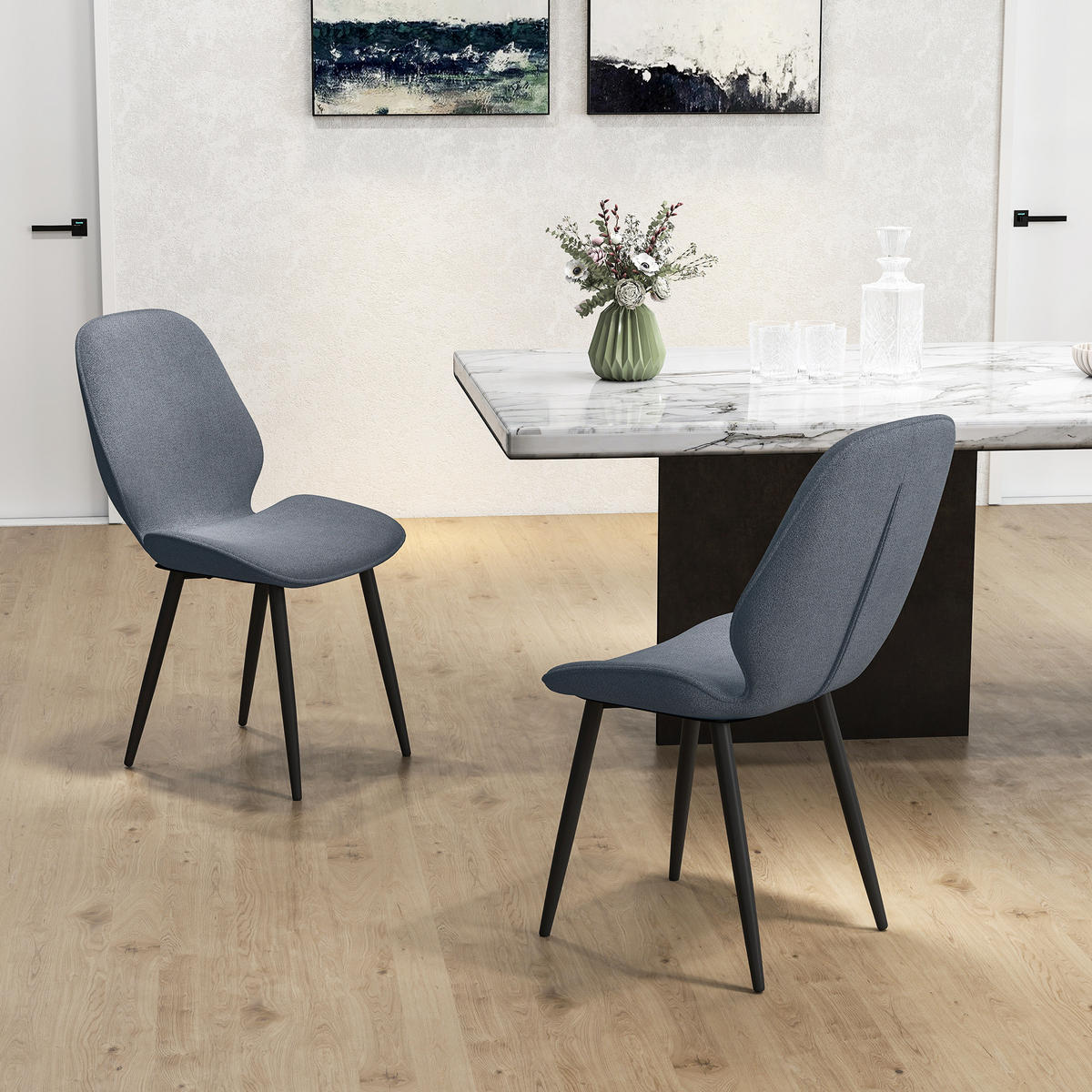 ESSZIMMERSTÜHLE 2er-Set DE-13268 geschwungene Rückenlehne Grau - Grau, Metall (56/86/46cm) - ComfortXL