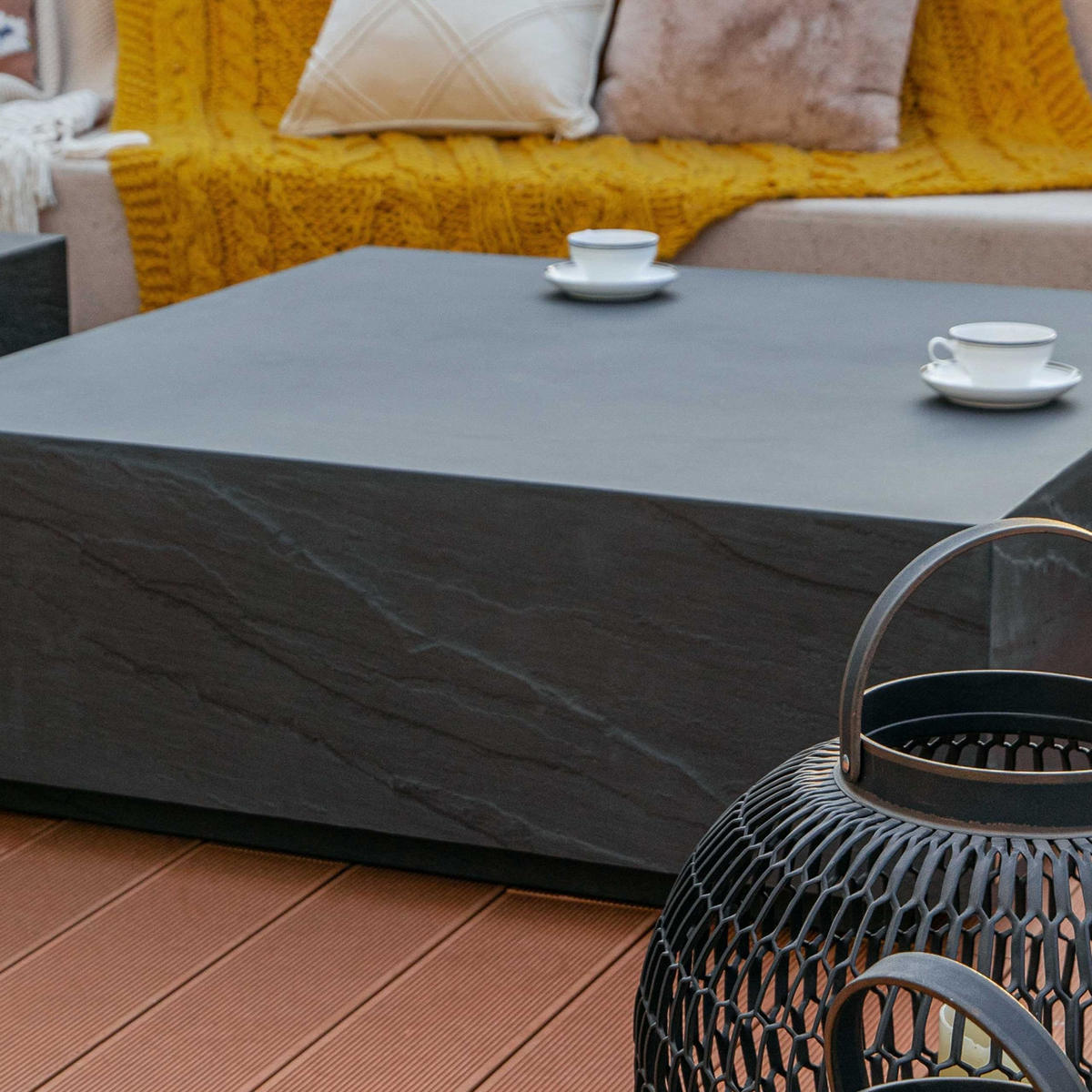 COUCHTISCH COLORADO aus GF-Beton Quadrat, Wetterbeständig, 102x102x36 cm - Dunkelgrau, Naturmaterialien (102/102/36cm) - Elementi