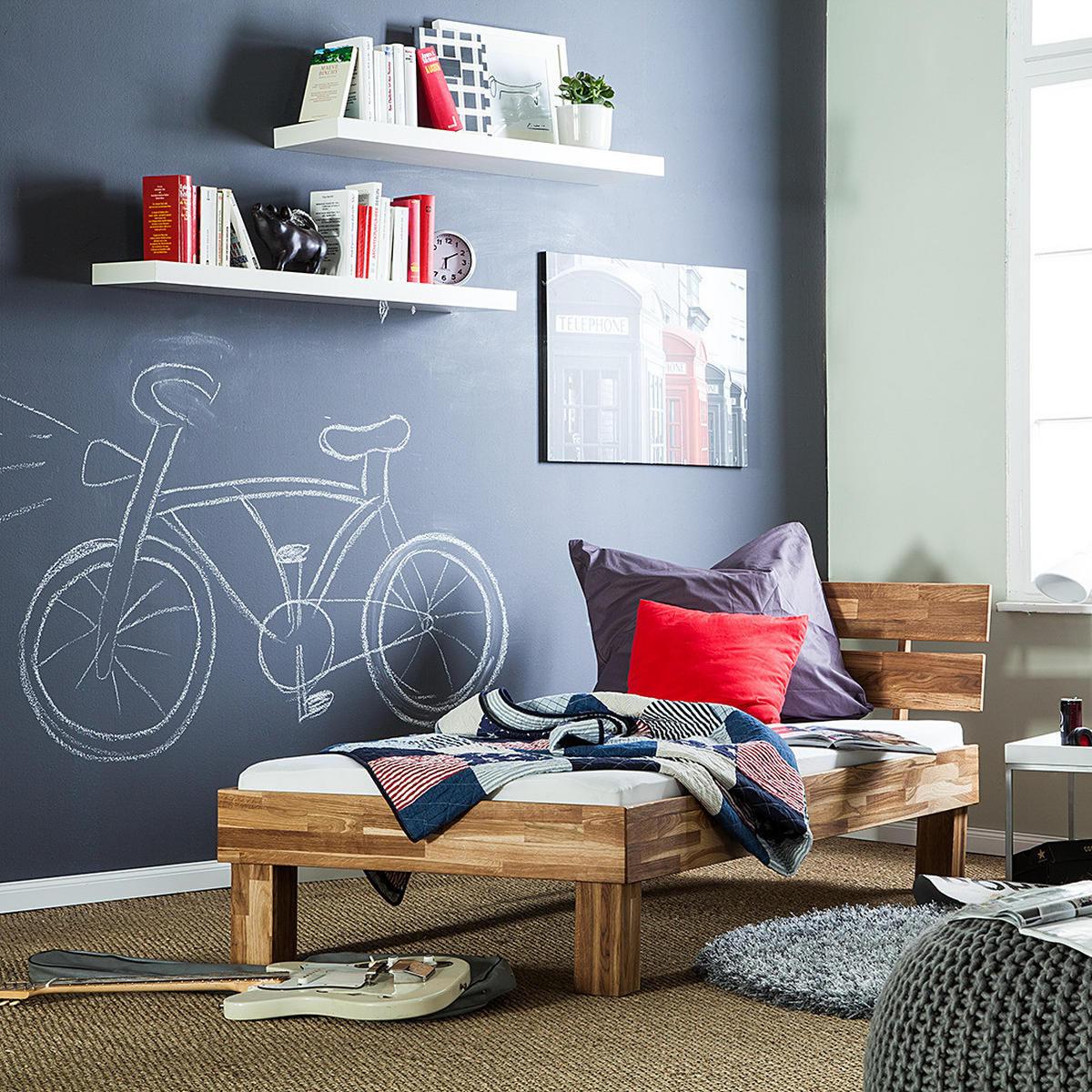 BETT - Massivholz - Eichefarben, Holz (90/200cm) - home24