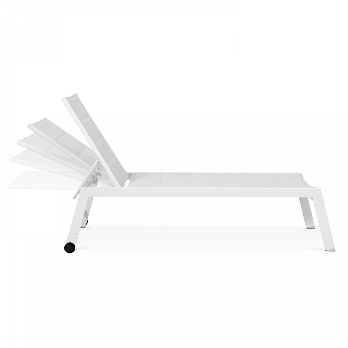 SONNENLIEGE 2-tlg., Weiß - Weiß, Metall (65/103/202cm) - Oviala