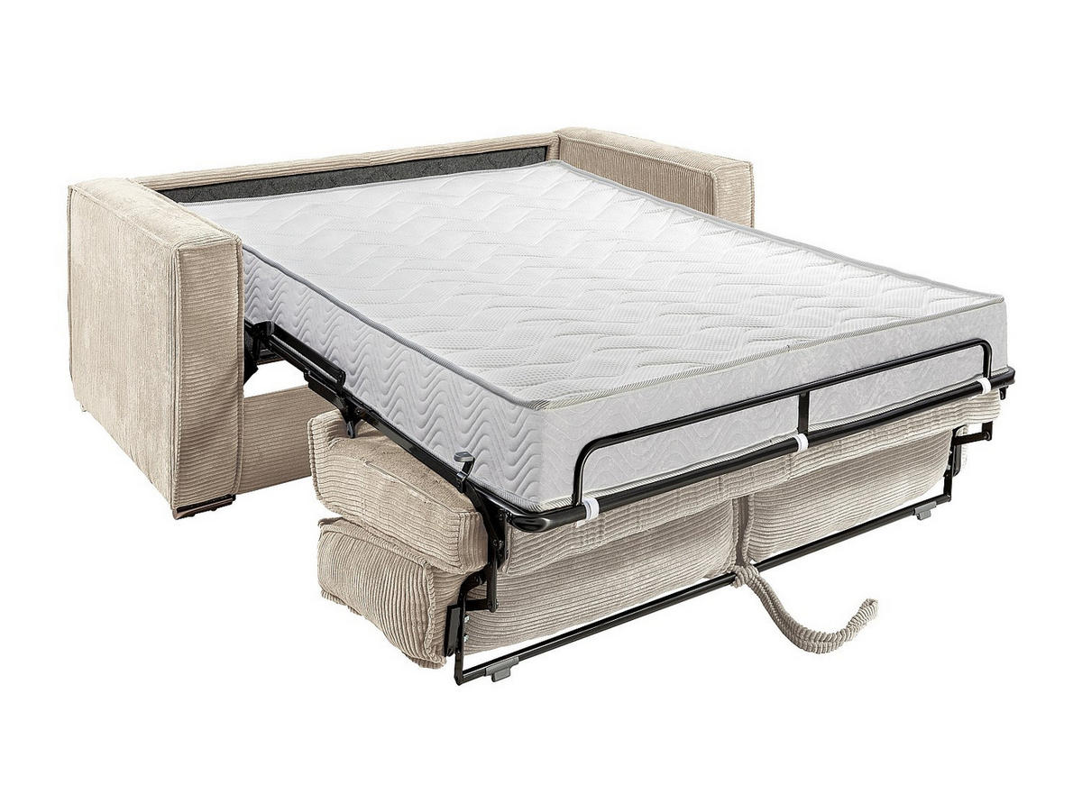 SCHLAFSOFA - 3 Personen - samt - beige Loreto - Beige, Textil (195/90/223cm) - Vente-Unique