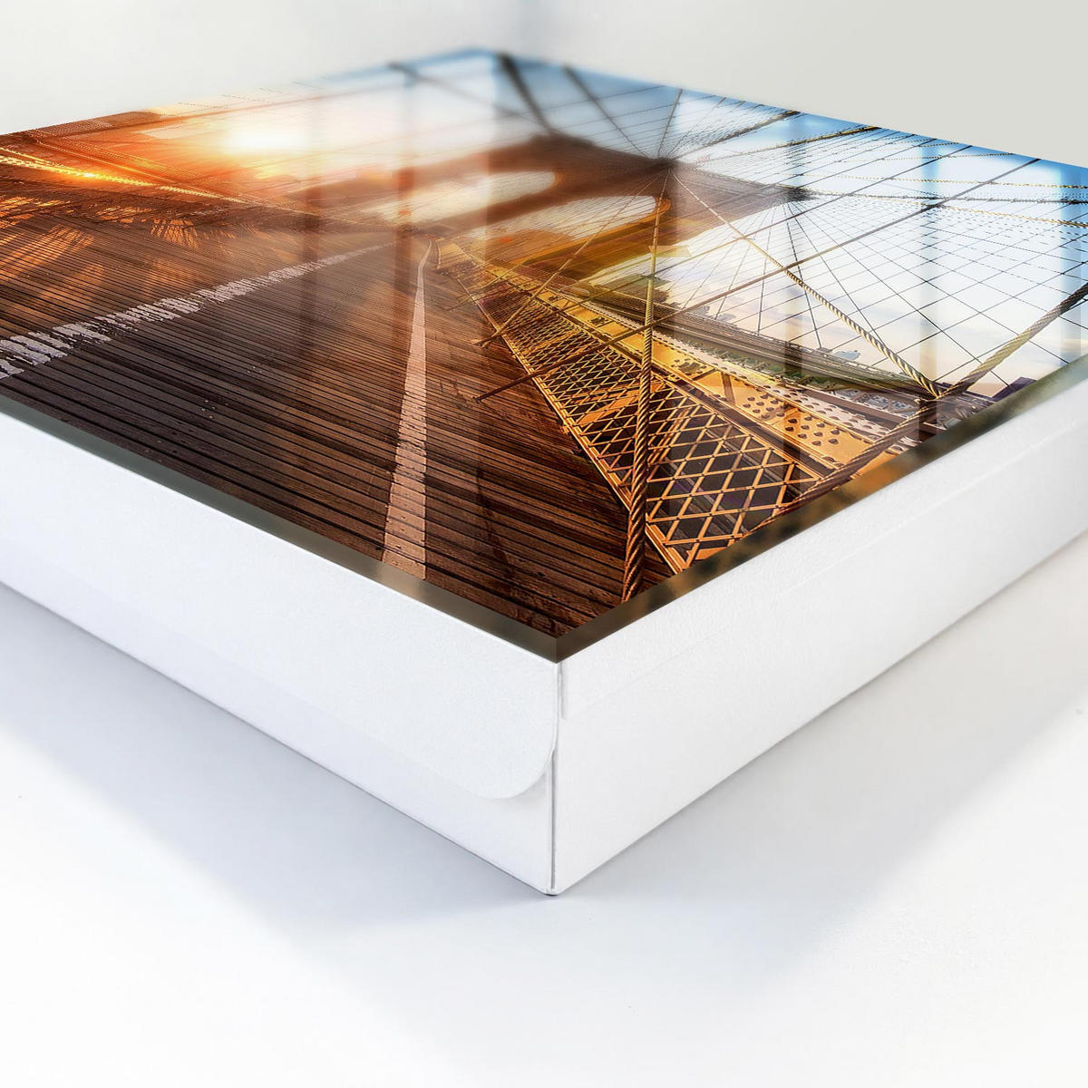 SCHLÜSSELBOX Weiß 30x30 cm – Türöffnung nach rechts - Die untergehende Sonne - Orange, Metall (30/30/5cm) - TULUP