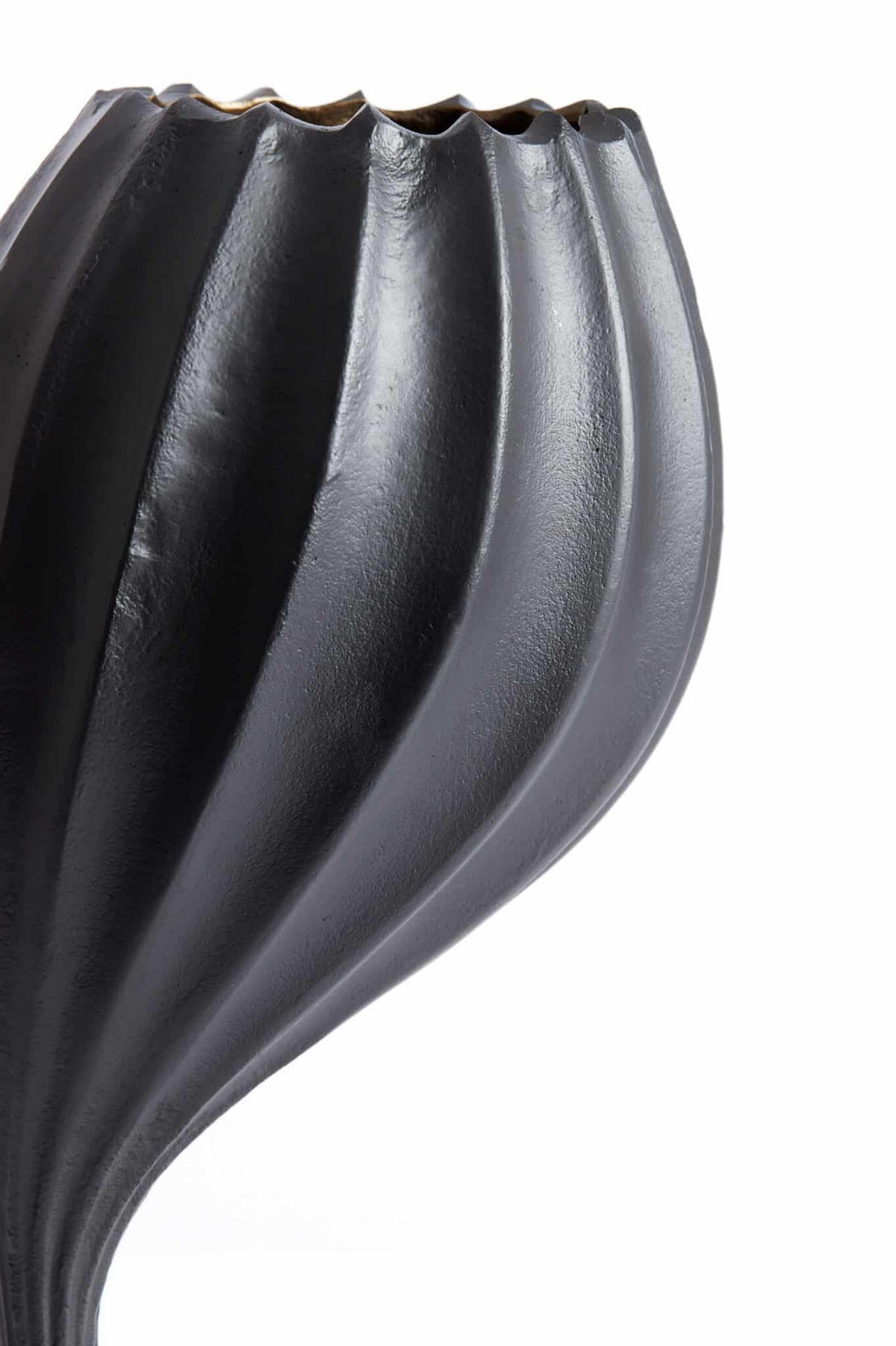 VASE Mikie Schwarz 18/16/32 cm - Schwarz, Metall (32cm) - Light & Living