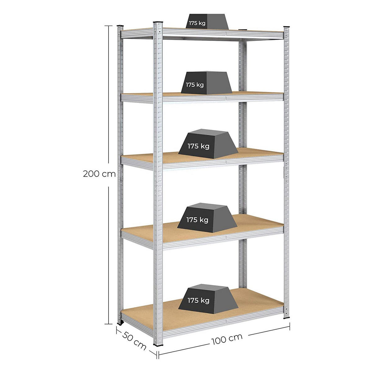STANDREGAL 2ER-SET - Silberfarben, Metall (100/200/50cm) - Hansiro