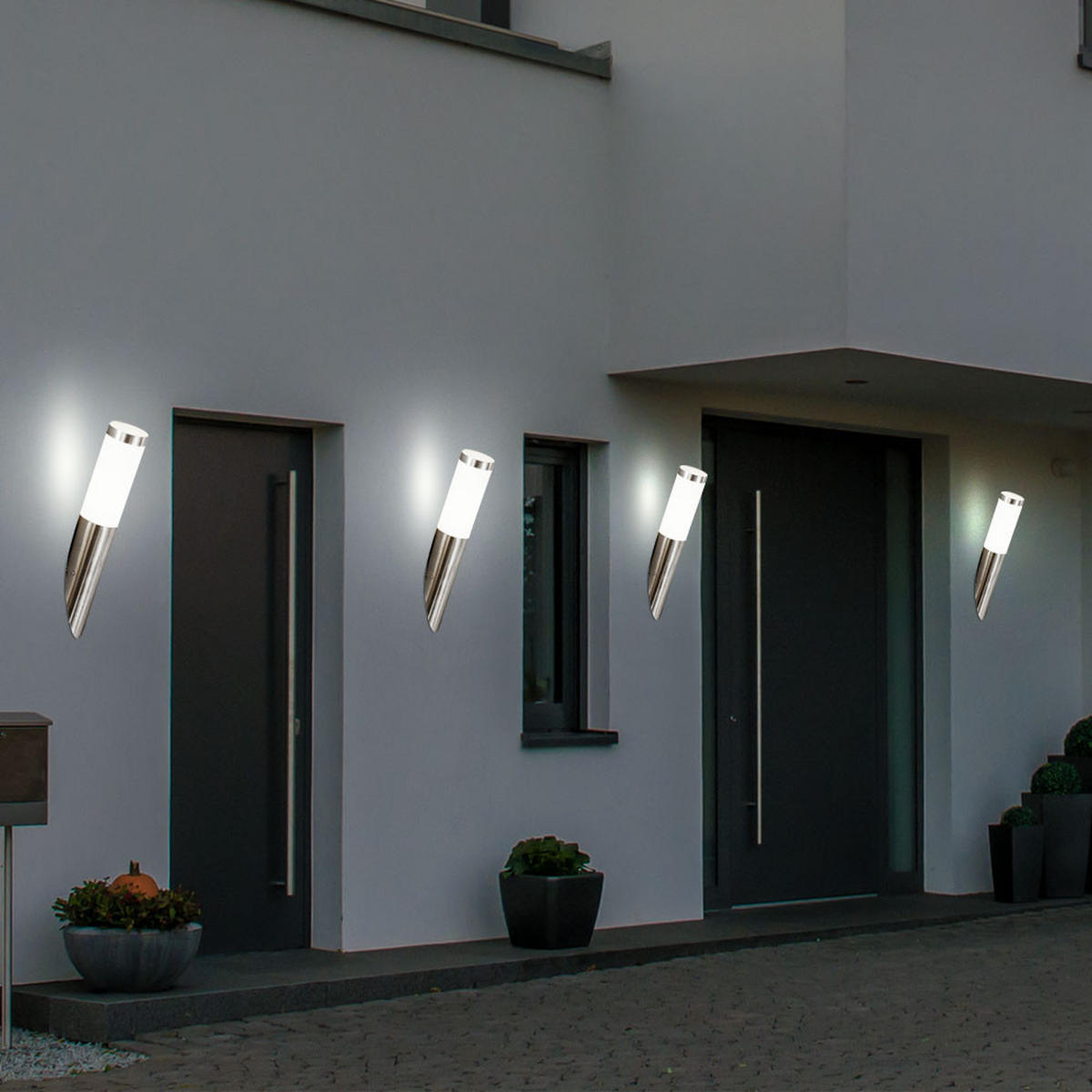 LED AUSSEN-WANDLEUCHTE BOSTON Edelstahl Silber 2er Set - Silberfarben, Metall (7.6/40/17cm) - Globo Lighting