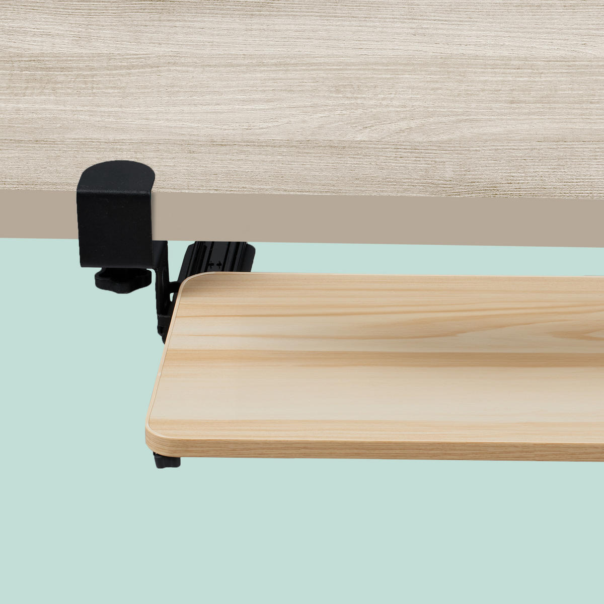 TASTATURABLAGE - Hellbraun, Holzwerkstoff/Textil (24/78/11cm) - Relaxdays