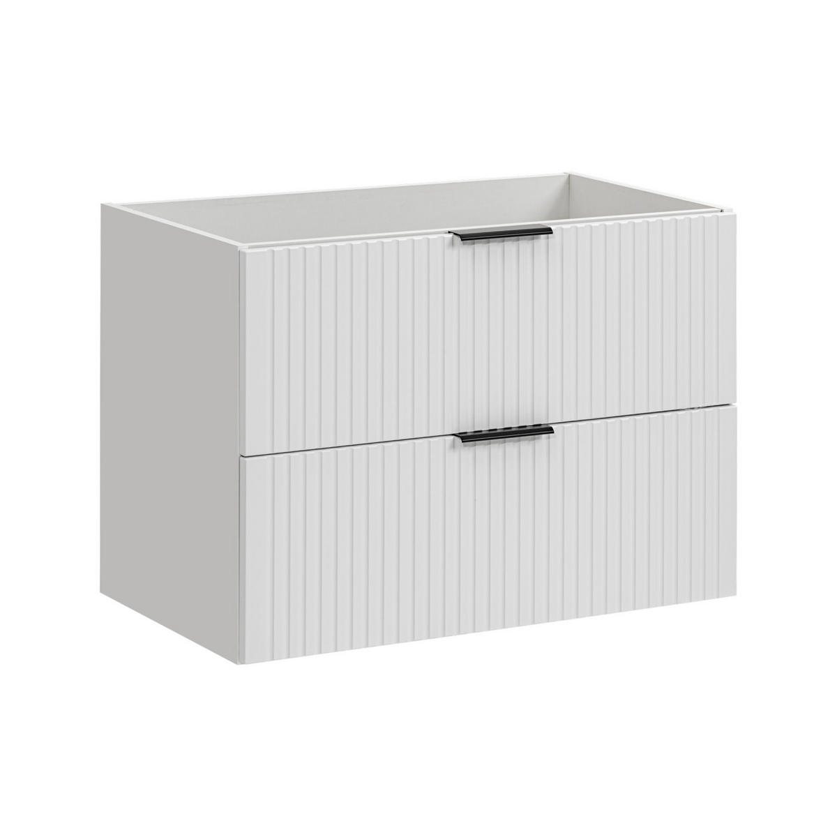 WASCHBECKENUNTERSCHRANK ADEN SET2 Arbeitsplatte Weiß - Schwarz/Weiß, Glas/Holzwerkstoff (80/60/46cm) - Komodee